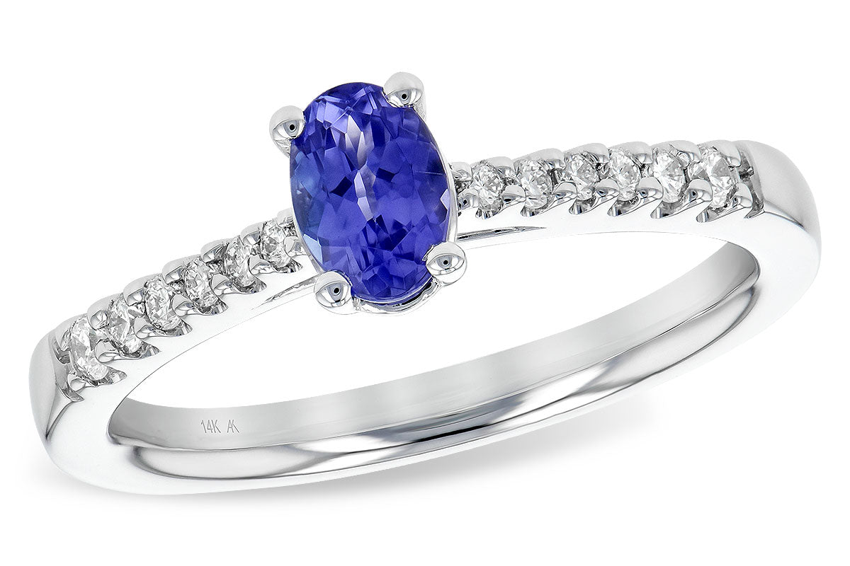 Allison Kaufman Tanzanite & Diamond Ring in 14K White Gold, 0.62 ctw