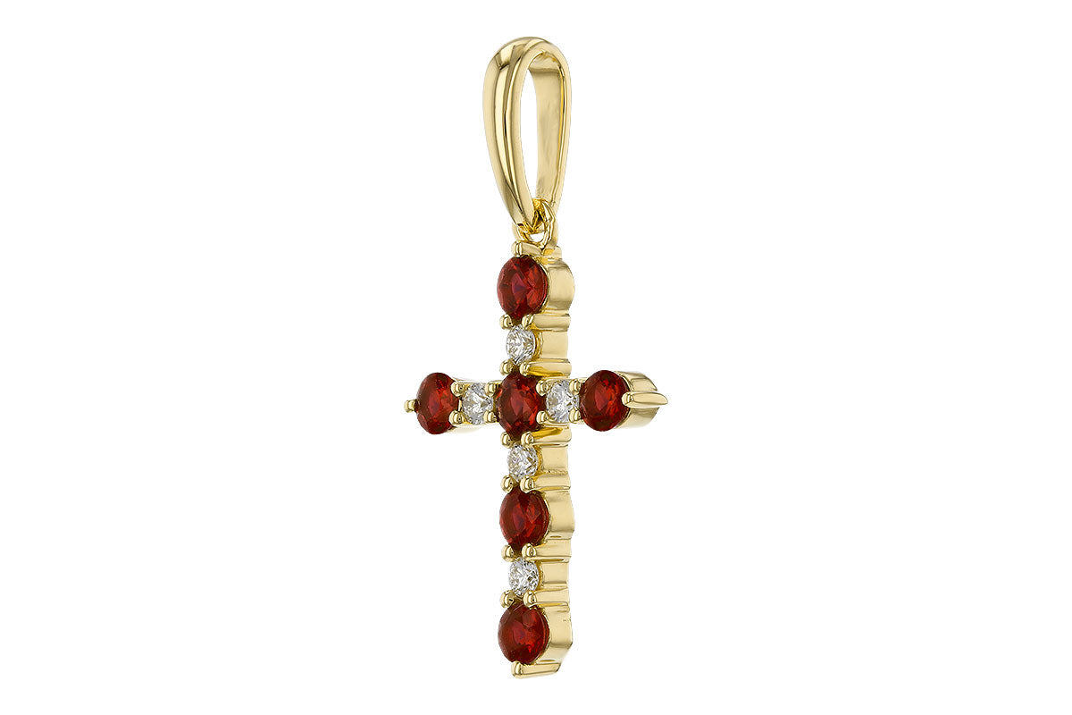Allison Kaufman Ruby & Diamond Pendant in 14K Yellow Gold, 0.42 ctw, alternate view