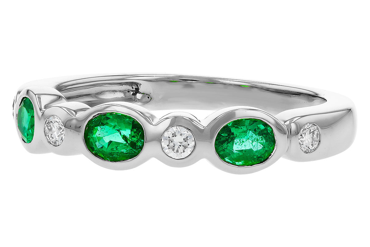 Allison Kaufman Emerald & Diamond Wedding Band in 14K White Gold, 0.56 ctw, alternate view