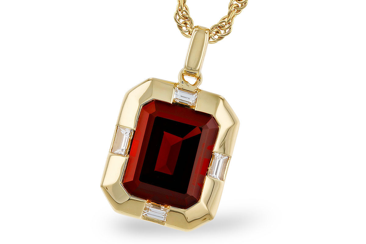 Allison Kaufman Garnet & Diamond Necklace in 14K Yellow Gold, 3.82 ctw