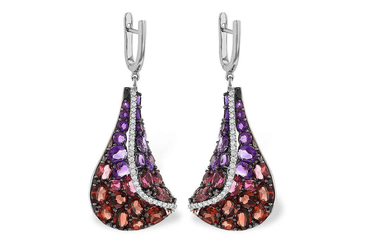 Allison Kaufman Multi-Gemstone & Diamond Earrings in 14K White Gold, 6.74 ctw