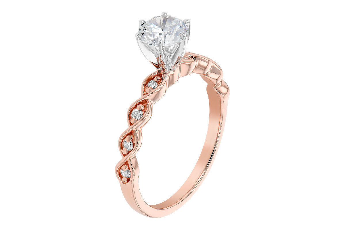 Allison Kaufman Diamond Engagement Ring Semi-Mount in 14K Rose Gold, 0.11 ctw (L7742), alternate view