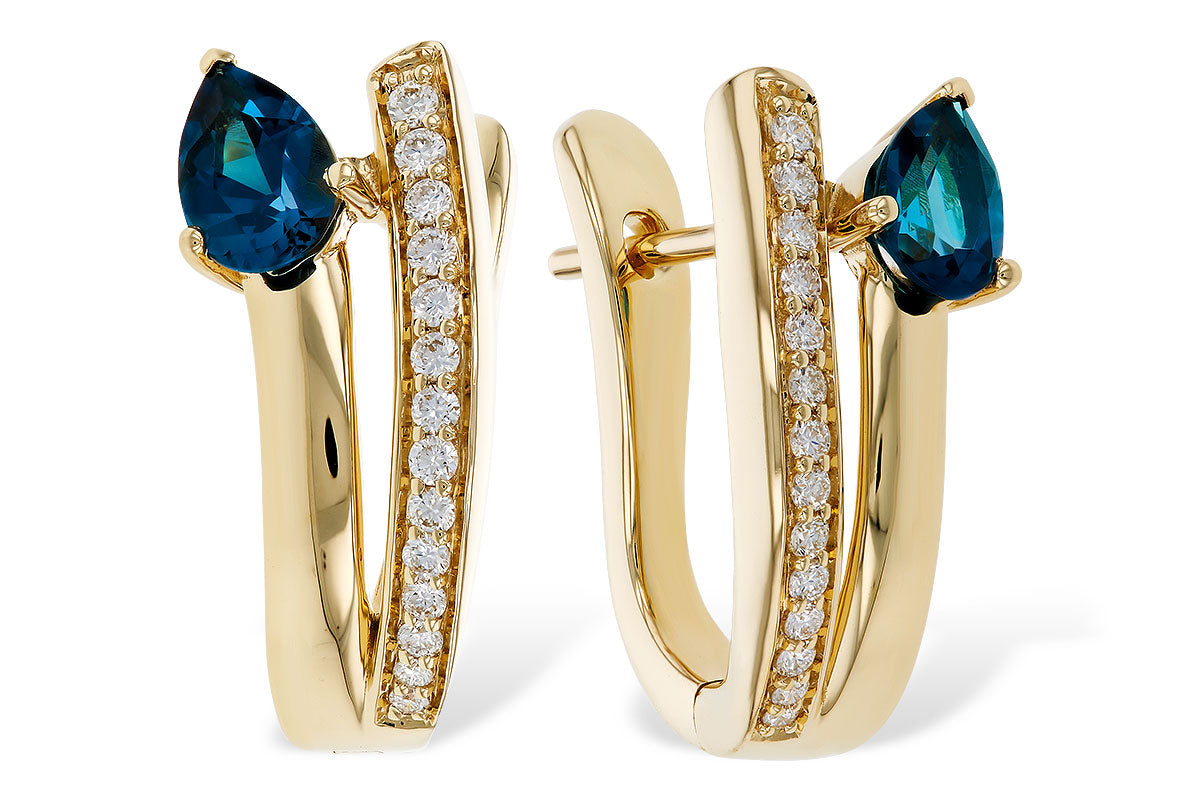 Allison Kaufman London Blue Topaz & Diamond Earrings in 14K Yellow Gold, 1.08 ctw