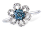 Allison Kaufman Blue Diamond Ring in 14K White Gold, 0.37 ctw