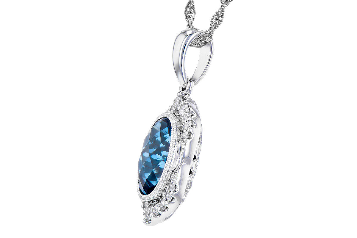 Allison Kaufman London Blue Topaz & Diamond Necklace in 14K White Gold, 2.10 ctw, alternate view
