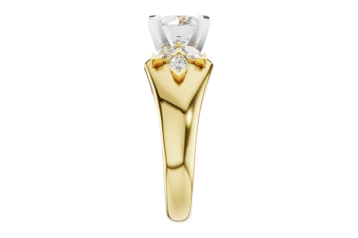 Allison Kaufman Fancy-Cut Diamond Engagement Ring Semi-Mount in 14K Yellow Gold, 0.38 ctw, alternate view