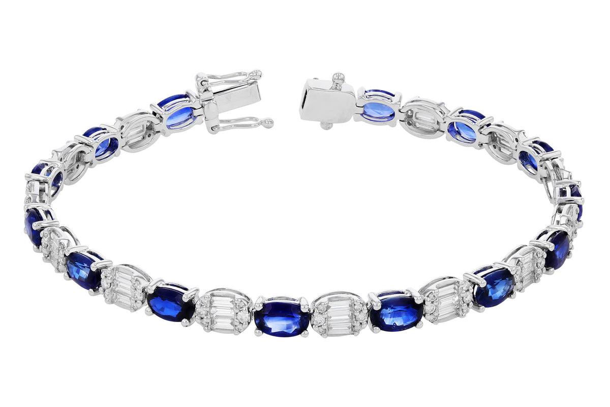 Allison Kaufman Sapphire & Diamond Bracelet in 14K White Gold, 8.98 ctw