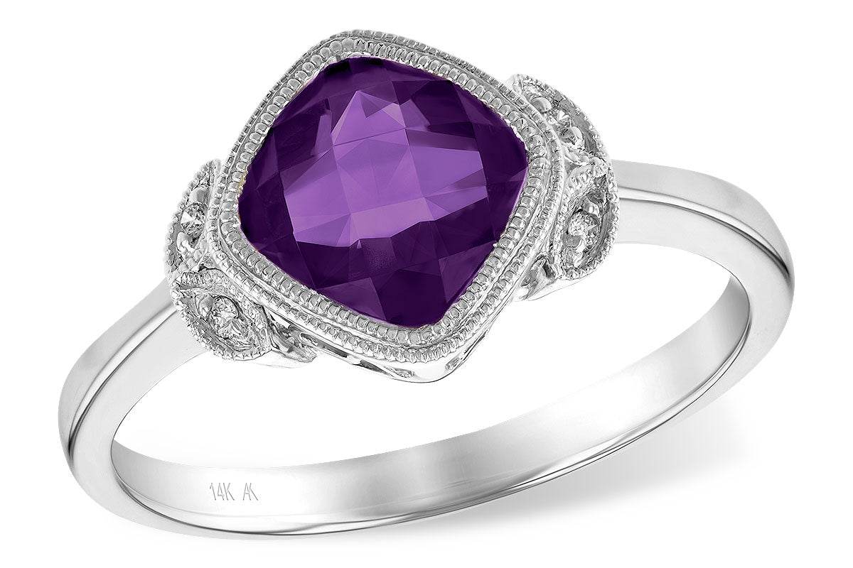 Allison Kaufman Amethyst & Diamond Ring in 14K White Gold, 1.14 ctw