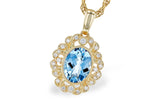 Allison Kaufman Aquamarine & Diamond Necklace in 14K Yellow Gold, 1.12 ctw