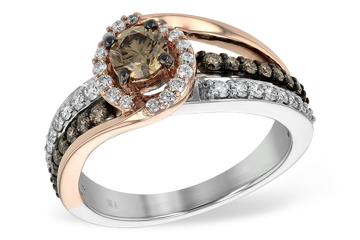 Allison Kaufman Brown Diamond Ring in 14K Two-Tone Gold, 0.97 ctw
