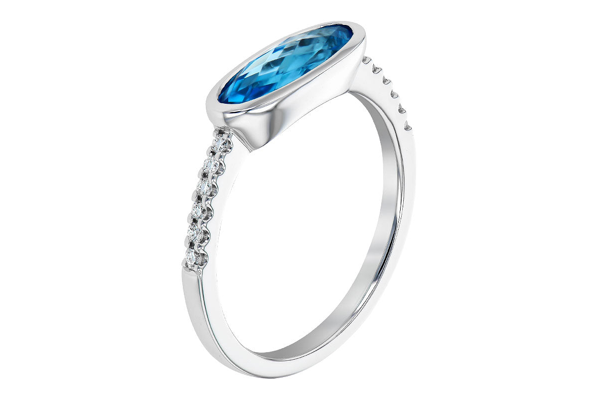 Allison Kaufman Blue Topaz & Diamond Ring in 14K White Gold, 1.40 ctw, alternate view