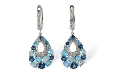 Allison Kaufman Blue Topaz & Diamond Earrings in 14K White Gold, 4.24 ctw