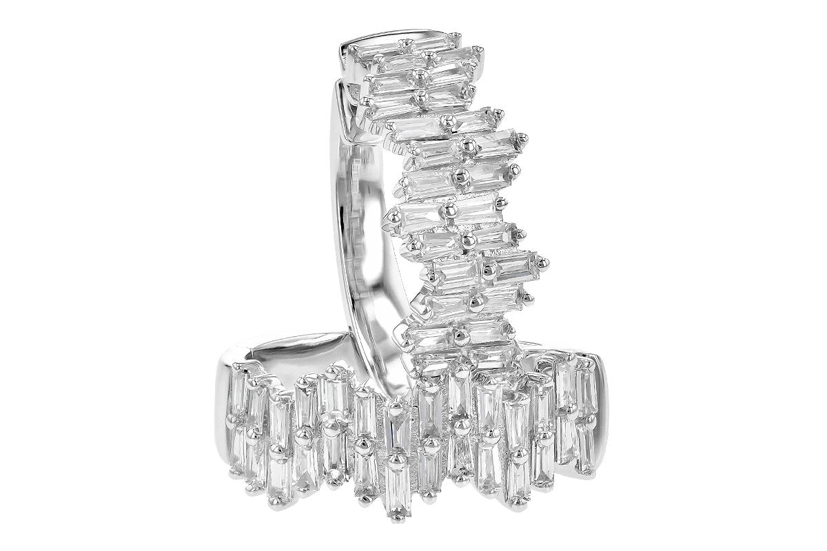 Allison Kaufman Baguette Diamond Earrings in 14K White Gold, 0.70 ctw, alternate view
