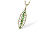 Allison Kaufman Green Garnet & Diamond Necklace in 14K Yellow Gold, 0.55 ctw (N8063)