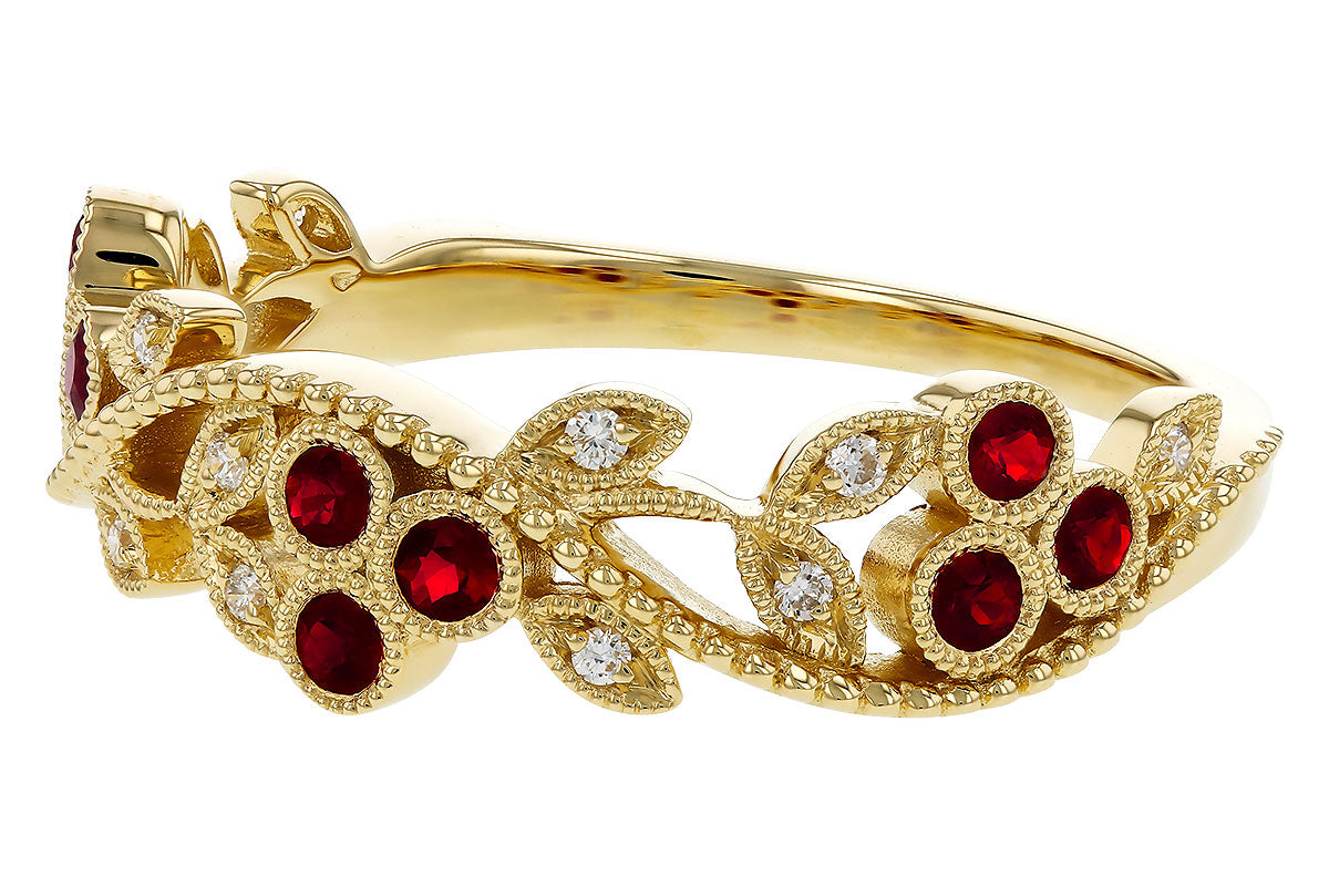 Allison Kaufman Ruby & Diamond Wedding Band in 14K Yellow Gold, 0.28 ctw, alternate view