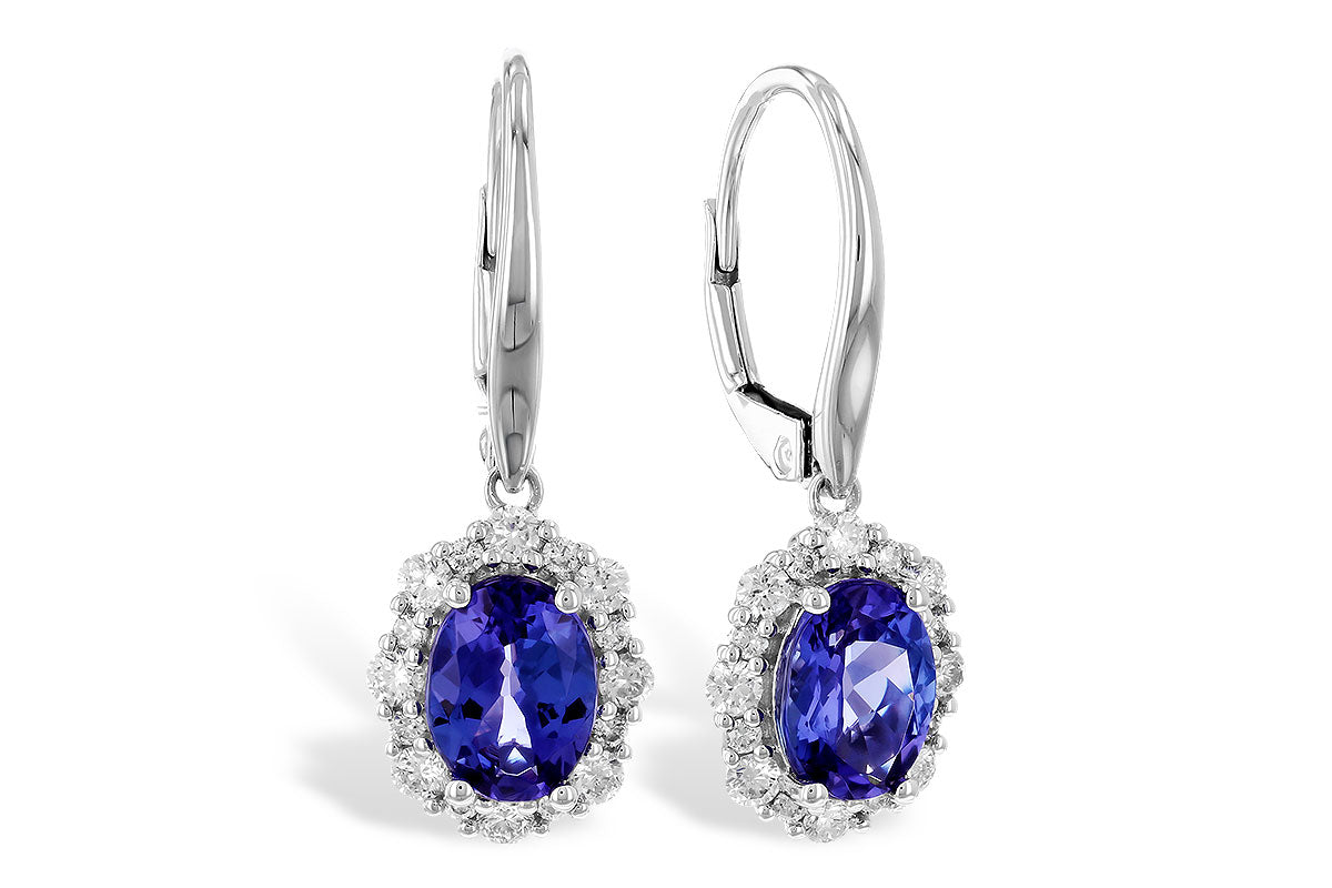 Allison Kaufman Tanzanite & Diamond Earrings in 14K White Gold, 1.72 ctw