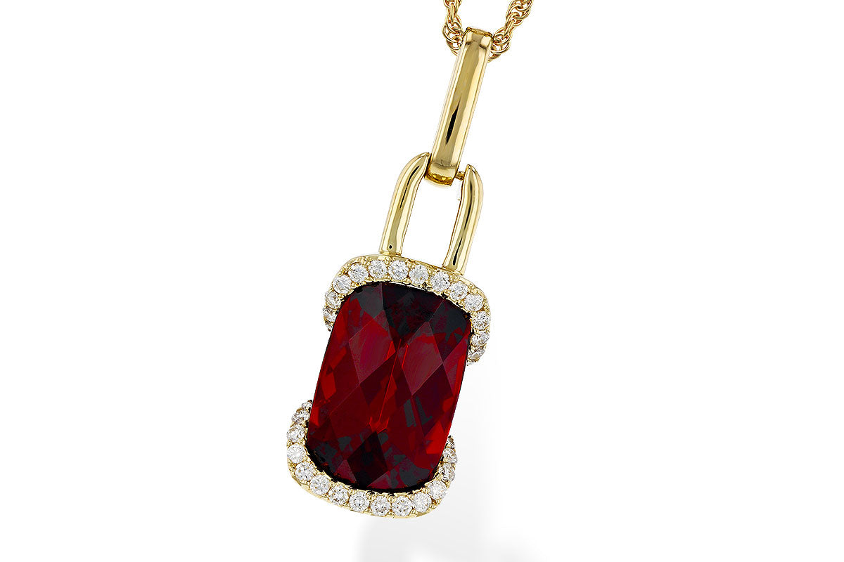 Allison Kaufman Garnet & Diamond Necklace in 14K Yellow Gold, 4.45 ctw