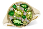 Allison Kaufman Peridot, Tsavorite & Diamond Ring in 14K Yellow Gold, 1.50 ctw