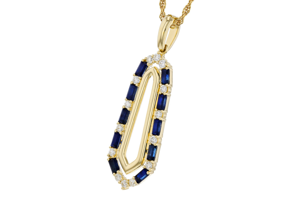Allison Kaufman Sapphire & Diamond Necklace in 14K Yellow Gold, 0.94 ctw, alternate view