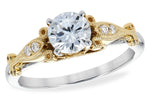 Allison Kaufman Diamond Engagement Ring Semi-Mount in 14K Two-Tone Gold, 0.05 ctw