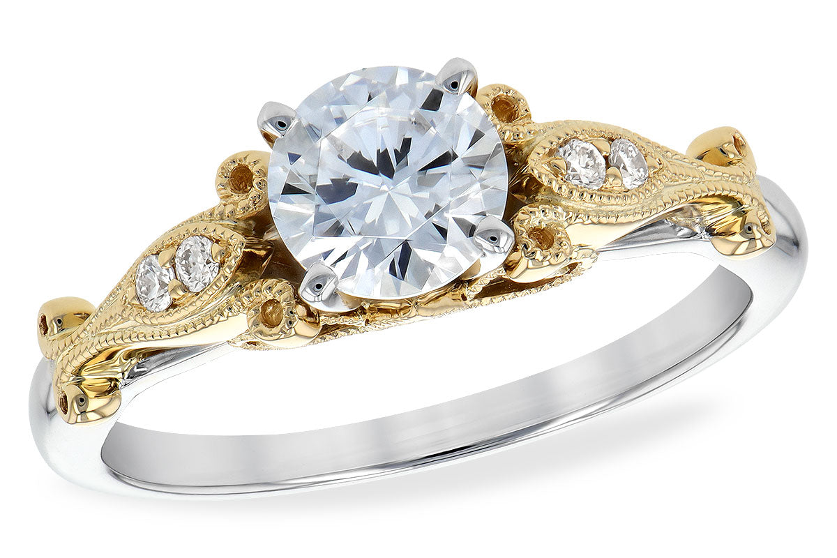Allison Kaufman Diamond Engagement Ring Semi-Mount in 14K Two-Tone Gold, 0.05 ctw