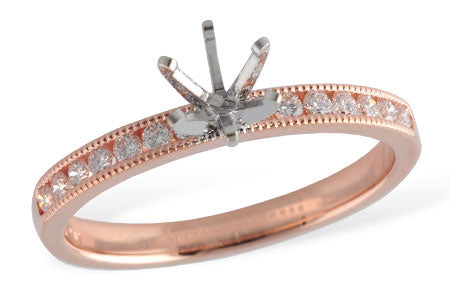 Allison Kaufman Diamond Engagement Ring Semi-Mount in 14K Rose Gold, 0.23 ctw