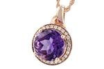 Allison Kaufman Amethyst & Diamond Necklace in 14K Rose Gold, 3.50 ctw, alternate view
