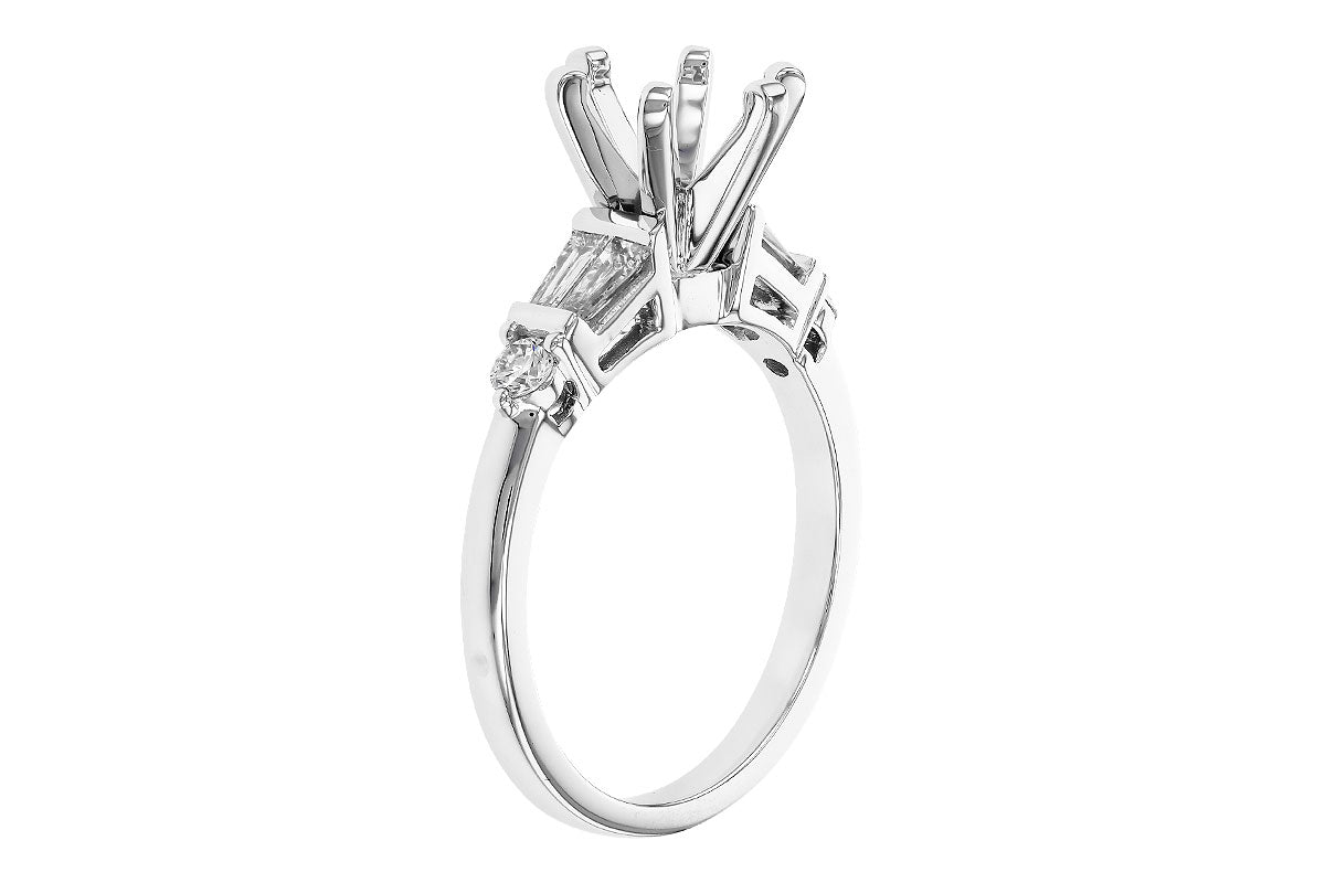 Allison Kaufman Baguette Diamond Engagement Ring Semi-Mount in 14K White Gold, 0.34 ctw, alternate view