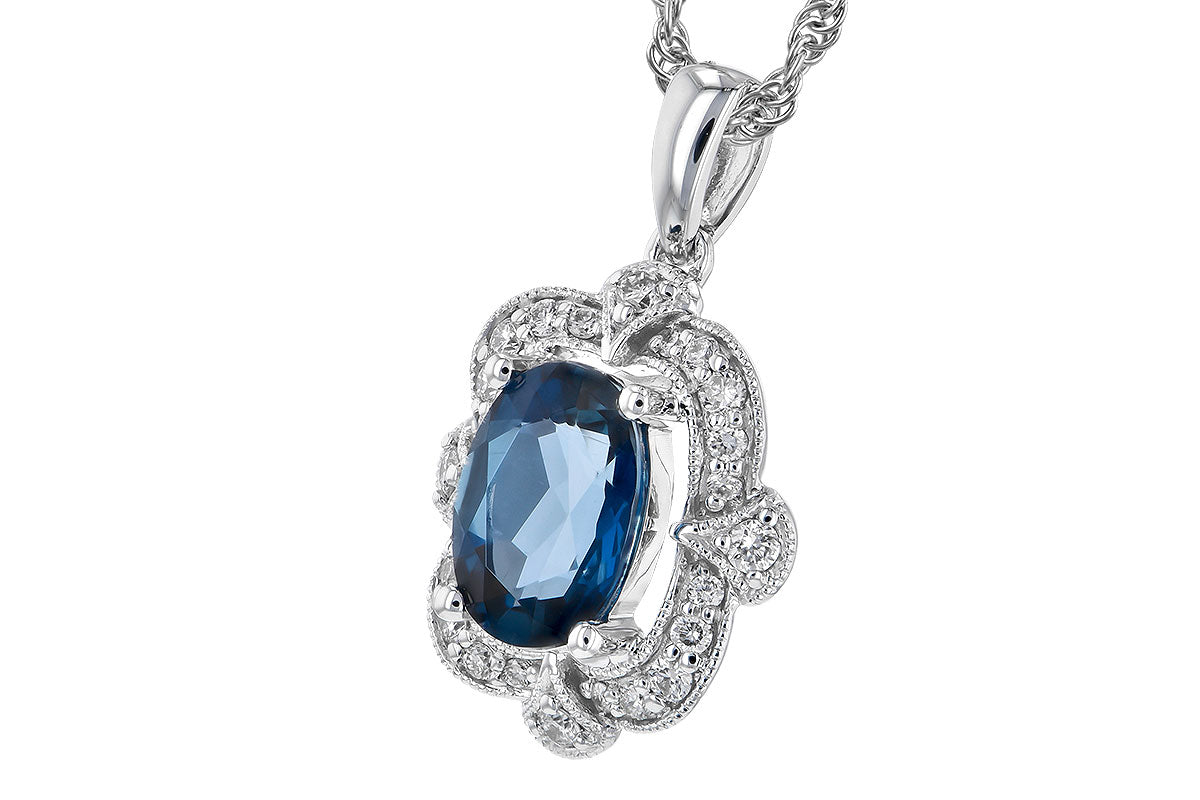 Allison Kaufman London Blue Topaz & Diamond Necklace in 14K White Gold, 1.50 ctw, alternate view