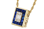 Allison Kaufman Sapphire & Diamond Necklace in 14K Yellow Gold, 1.02 ctw, alternate view
