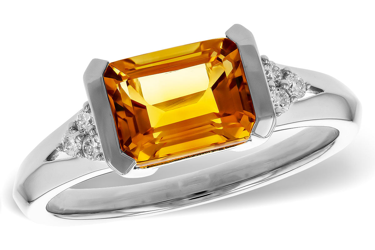 Allison Kaufman Citrine & Diamond Ring in 14K White Gold, 1.55 ctw