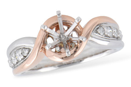 Allison Kaufman Diamond Engagement Ring Semi-Mount in 14K Two-Tone Gold, 0.18 ctw
