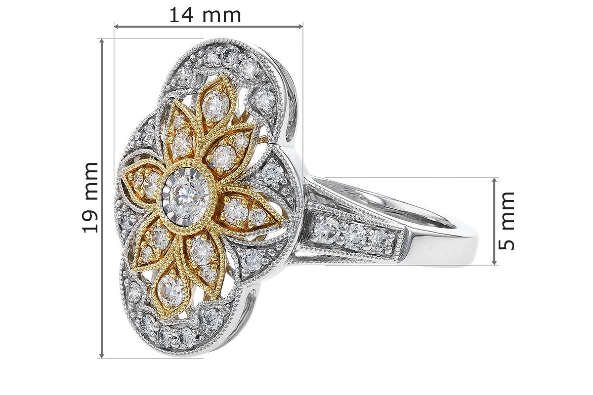 Allison Kaufman Diamond Ring in 14K Yellow & White Gold, 0.40 ctw, alternate view