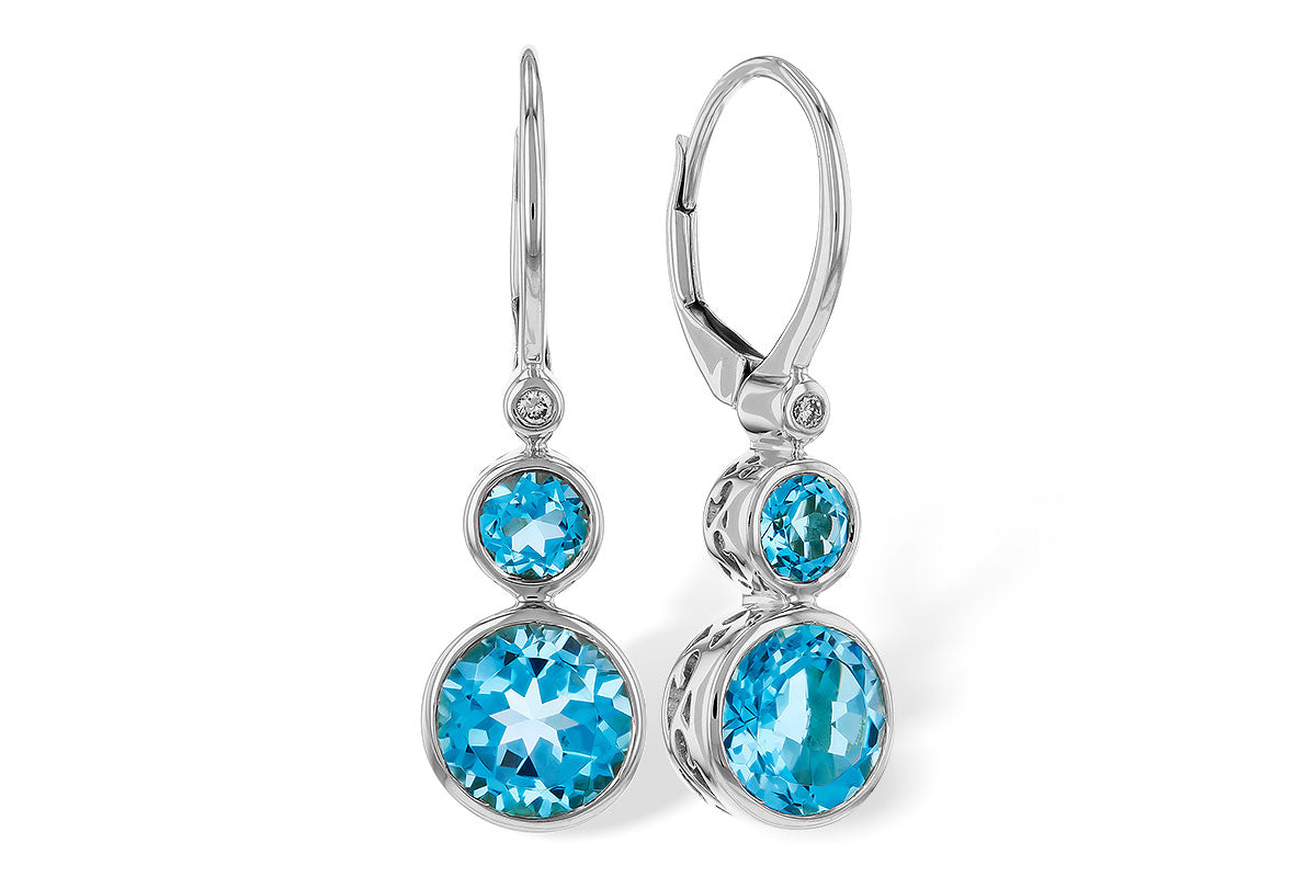 Allison Kaufman Blue Topaz & Diamond Earrings in 14K White Gold, 3.27 ctw