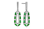 Allison Kaufman Emerald & Diamond Earrings in 14K White Gold, 1.02 ctw