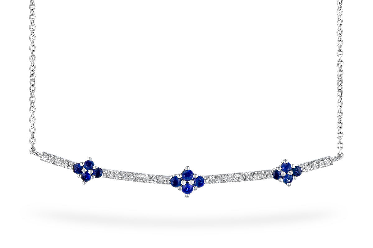 Allison Kaufman Sapphire & Diamond Necklace in 14K White Gold, 0.46 ctw (N8226)