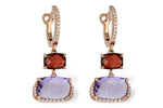 Allison Kaufman Amethyst, Garnet & Diamond Earrings in 14K Rose Gold, 7.43 ctw