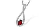 Allison Kaufman Ruby & Diamond Necklace in 14K White Gold, 0.74 ctw