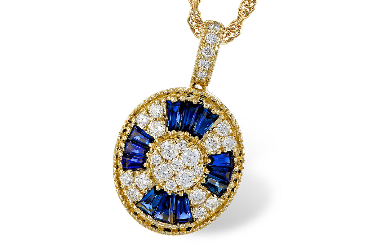Allison Kaufman Sapphire & Diamond Necklace in 14K Yellow Gold, 0.80 ctw