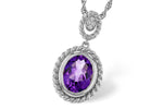 Allison Kaufman Amethyst & Diamond Necklace in 14K White Gold, 1.40 ctw