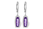 Allison Kaufman Amethyst & Diamond Earrings in 14K White Gold, 1.78 ctw
