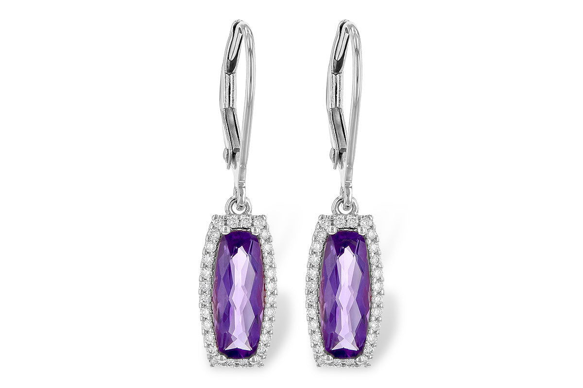 Allison Kaufman Amethyst & Diamond Earrings in 14K White Gold, 1.78 ctw