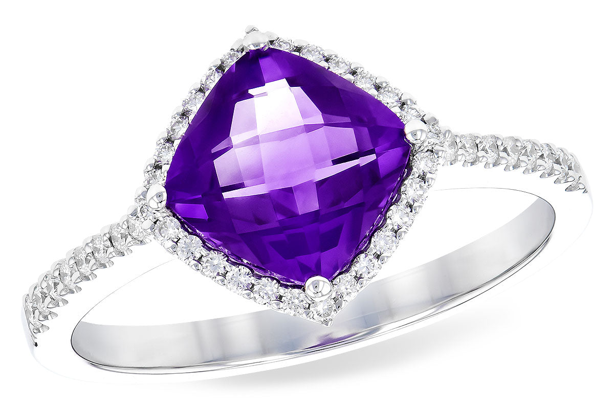 Allison Kaufman Amethyst & Diamond Ring in 14K White Gold, 1.32 ctw (D5169)