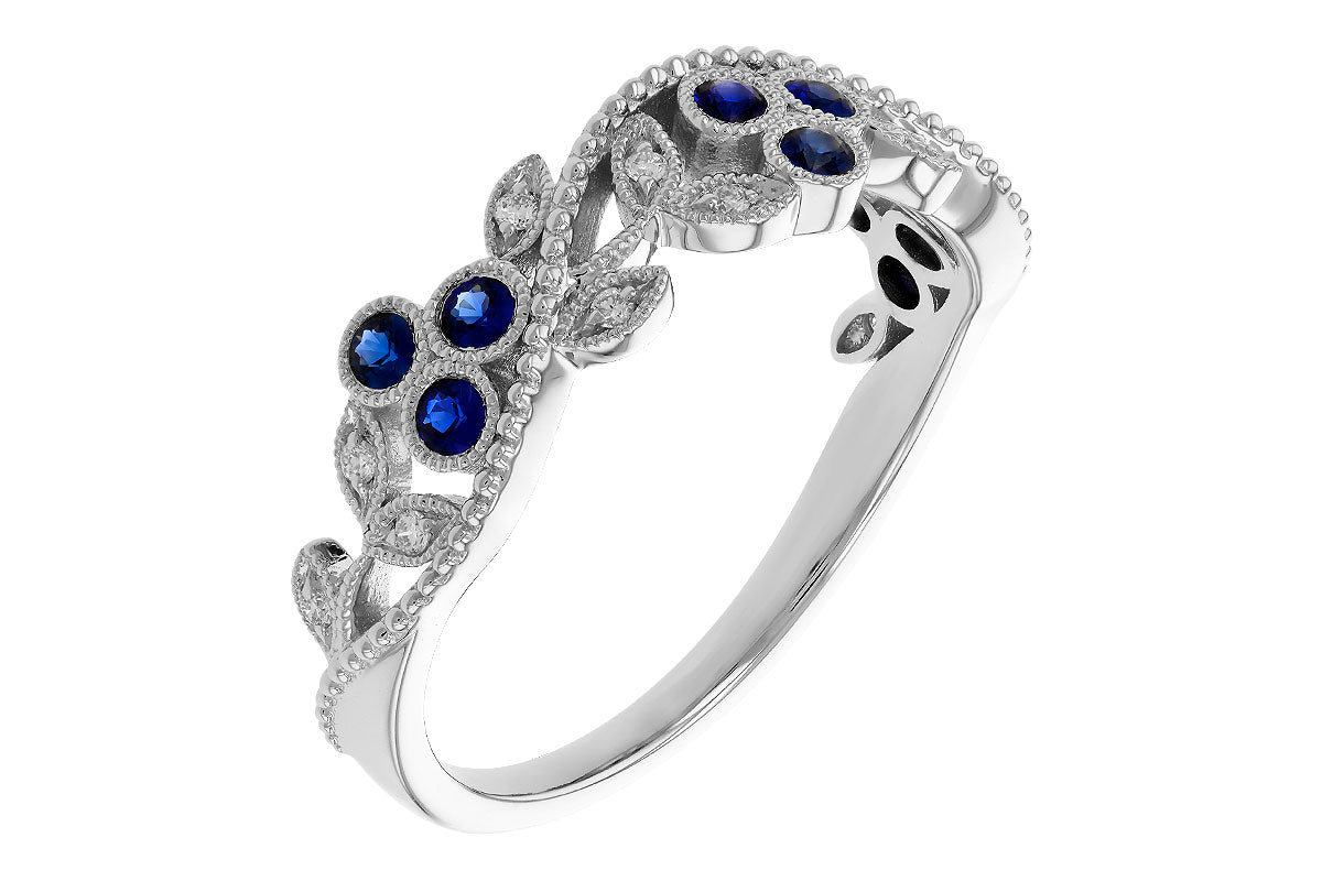 Allison Kaufman Sapphire & Diamond Wedding Band in 14K White Gold, 0.29 ctw (W2698), alternate view