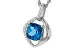 Allison Kaufman London Blue Topaz & Diamond Necklace in 14K White Gold, 1.62 ctw, alternate view