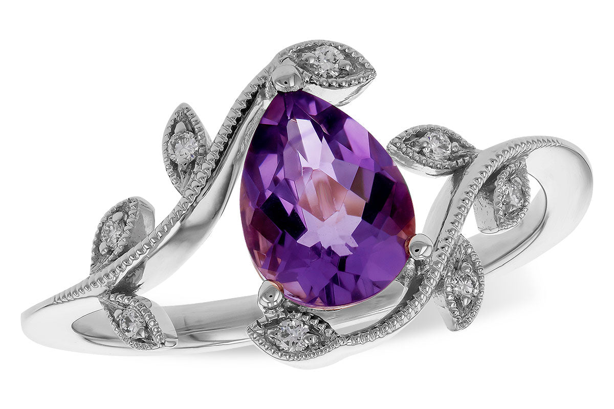 Allison Kaufman Amethyst & Diamond Ring in 14K White Gold, 0.94 ctw