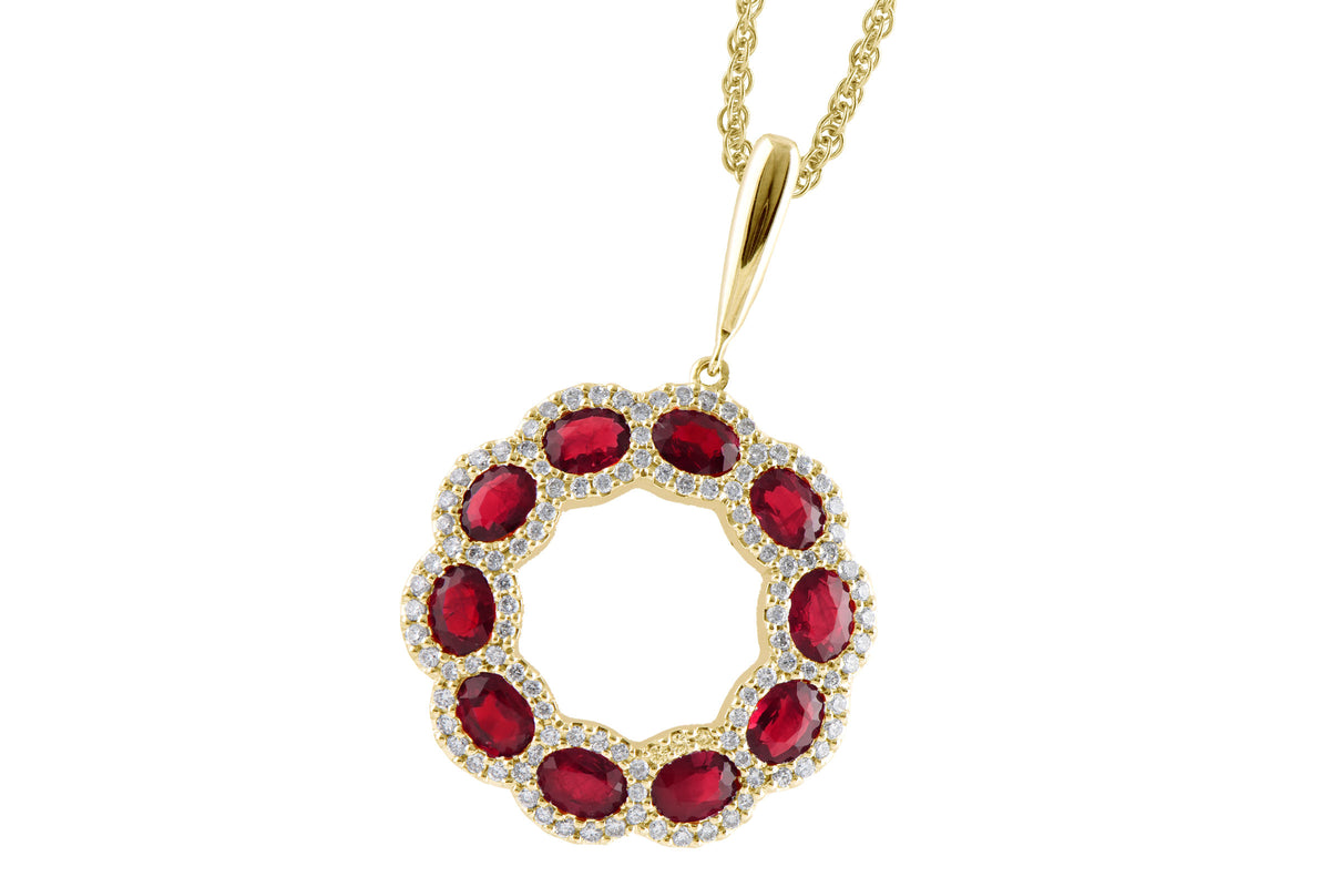 Allison Kaufman Ruby & Diamond Necklace in 14K Yellow Gold, 2.38 ctw