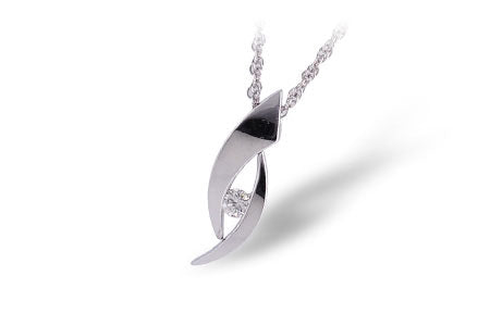 Allison Kaufman Diamond Necklace in 14K White Gold, 0.09 ctw (N7210)
