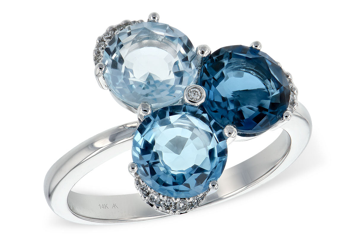 Allison Kaufman Blue Topaz & Diamond Ring in 14K White Gold, 4.07 ctw