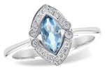 Allison Kaufman Aquamarine & Diamond Ring in 14K White Gold, 0.57 ctw